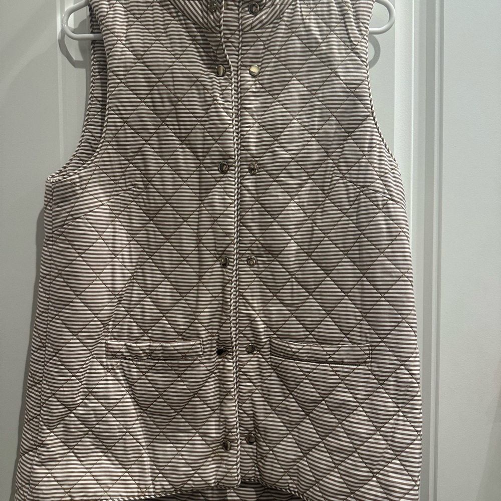 Elizabeth McKay Brown and White Striped Vest